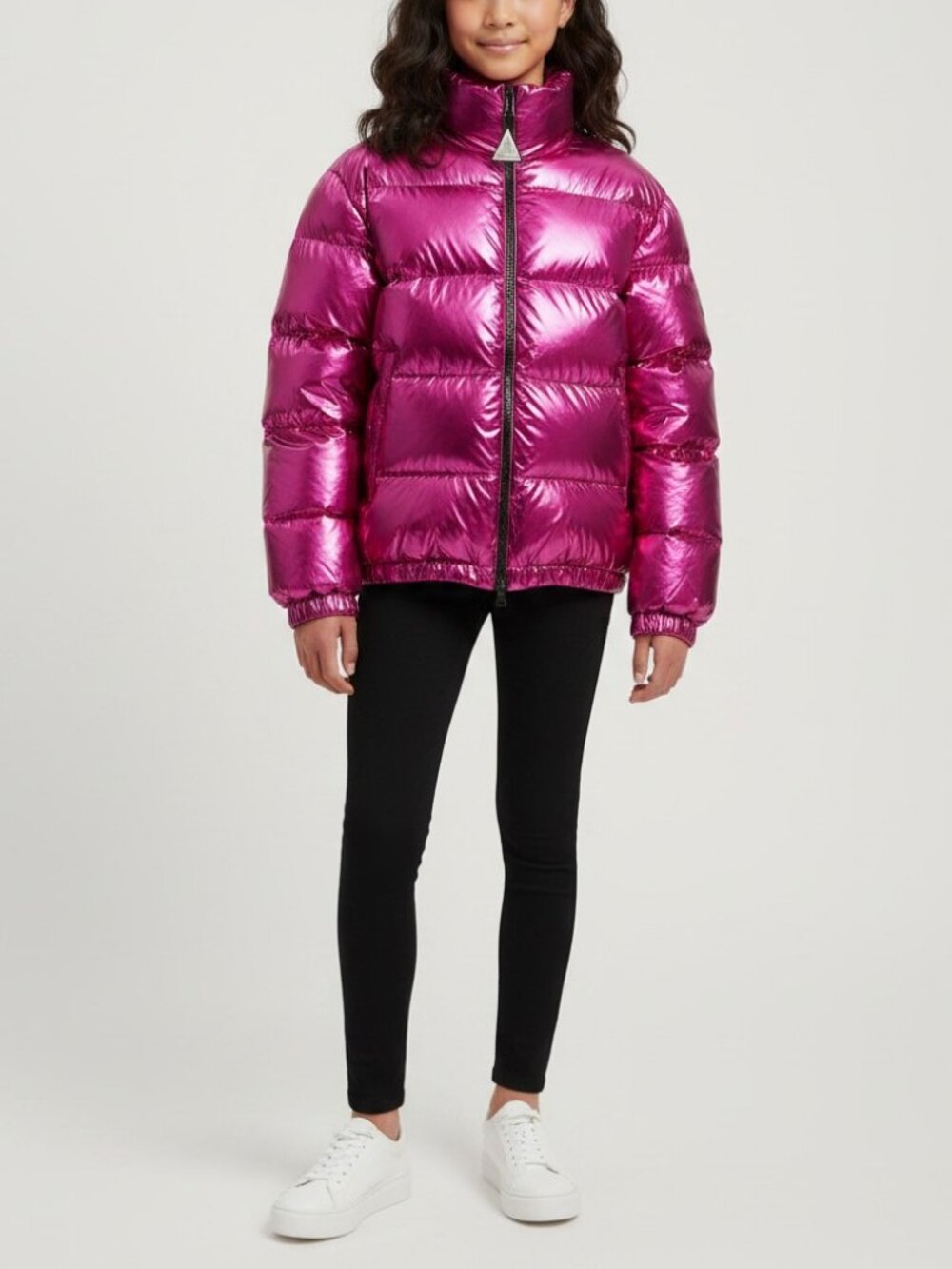 Moncler Meuse Metallic Down Jacket - Fuchsia Pink - NWOT Size 14 (164cm)